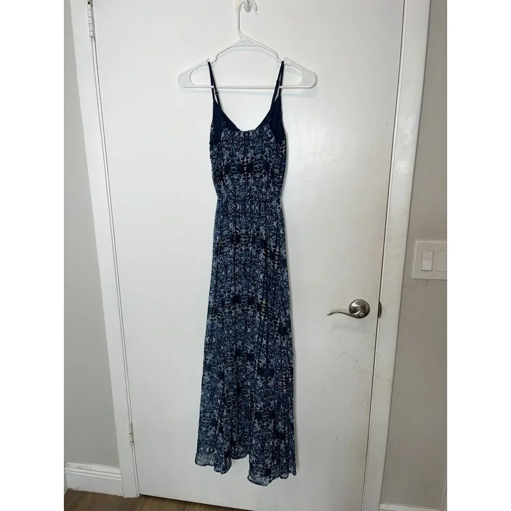 Abercrombie & Fitch Blue Printed Spaghetti Strap Maxi Dress XS
